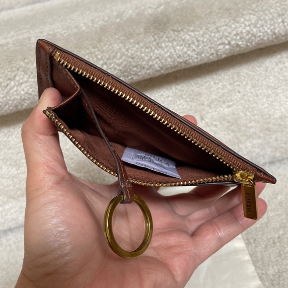fossil logan leather zip slim wallet / card case - Picture 3 of 8